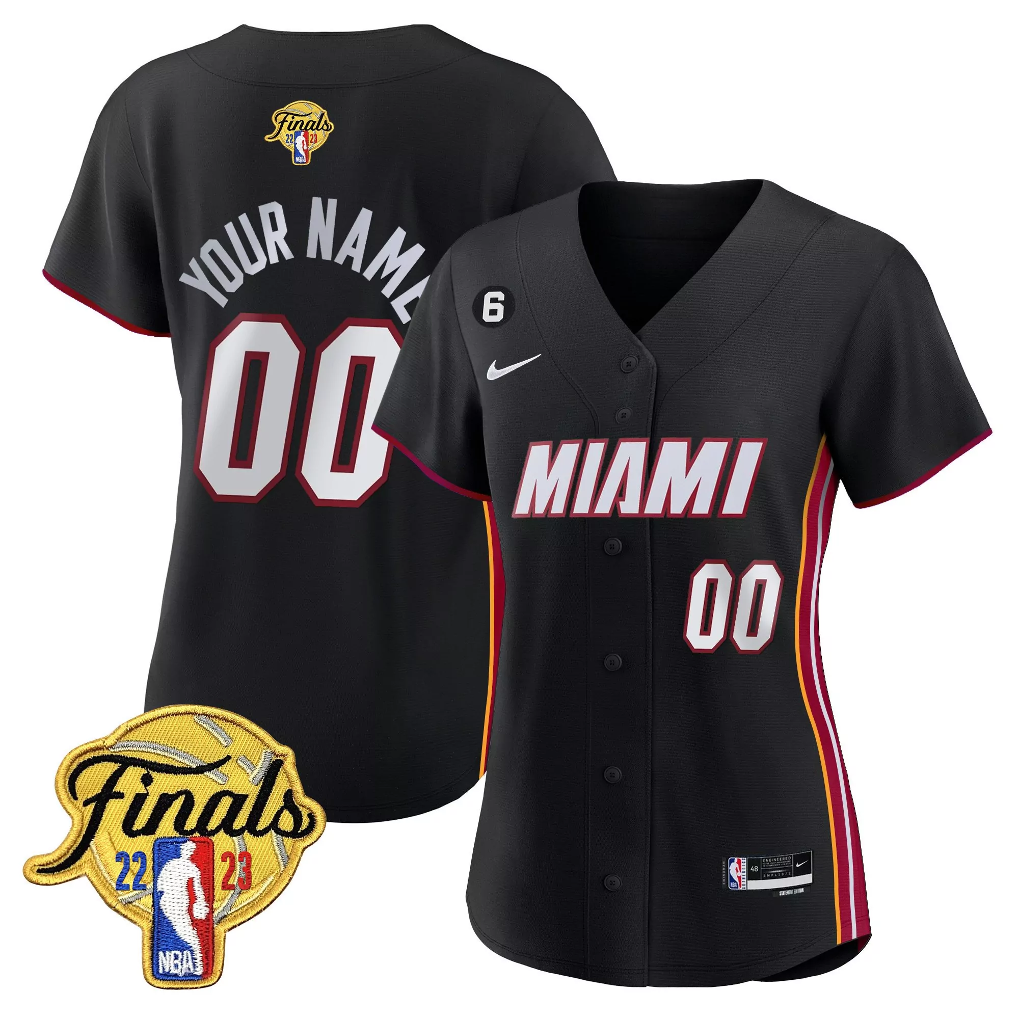miami heat women s 2022 23 finals black all stitched vapor jersey custom 00 1