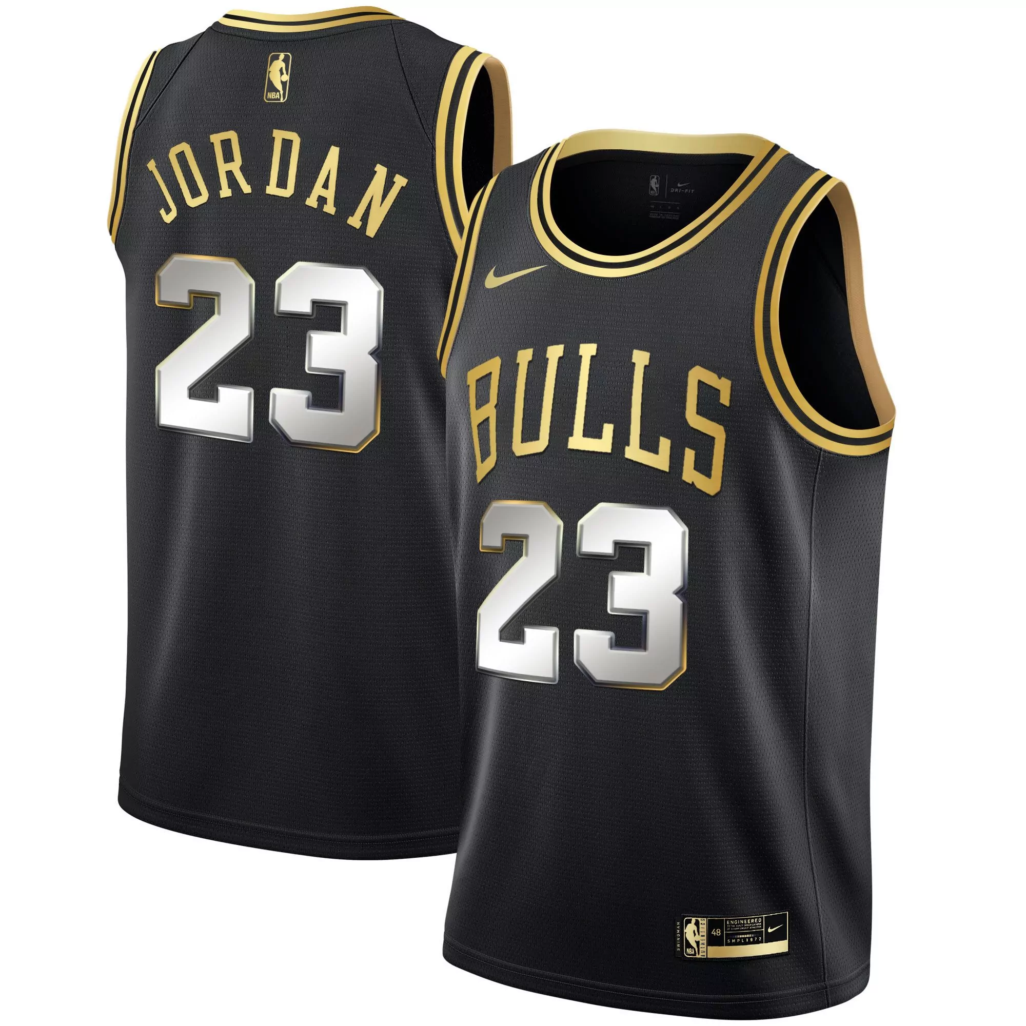 michael jordan 23 chicago bulls 2023 men s all stitched vapor jersey black gold edition 2