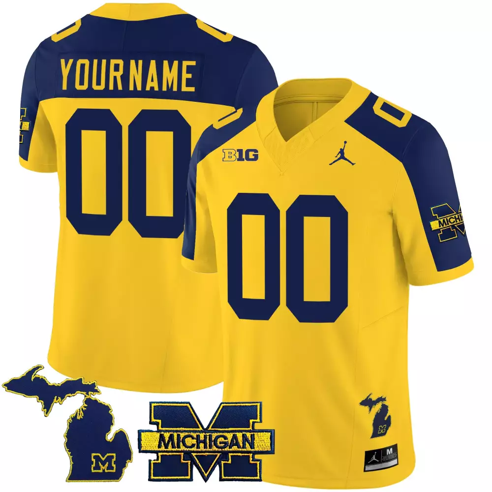 Michigan Wolverines Jordan All Stitched Vapor Jersey 2023 | Men's Yellow 00 | Limited Edition Fan Gear | For Men, Women & Youth