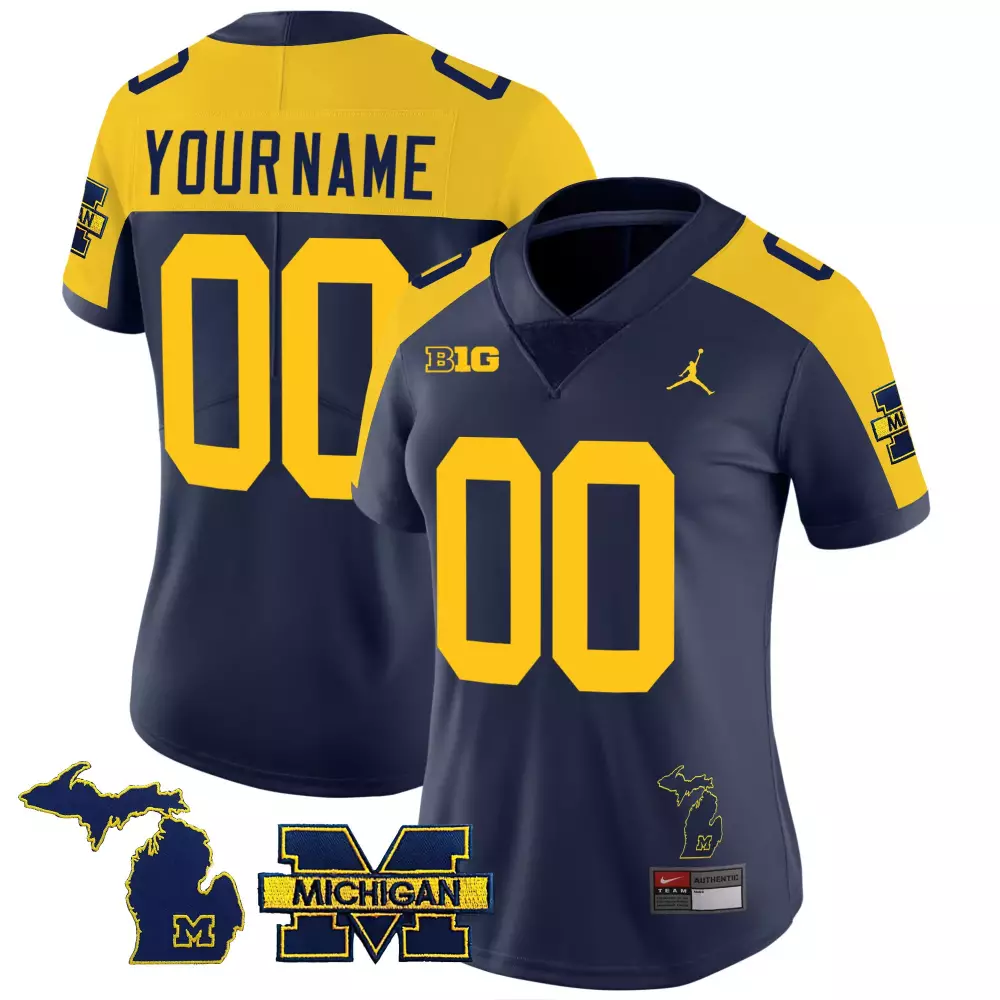 Michigan Wolverines Women's All Stitched Vapor Jersey 2023 | Navy Yellow 00 Style | For Women
