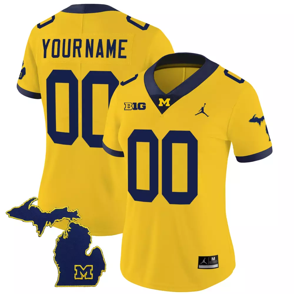 michigan yellow women s all stitched vapor jersey yourname 00 jordan 2023 custom edition