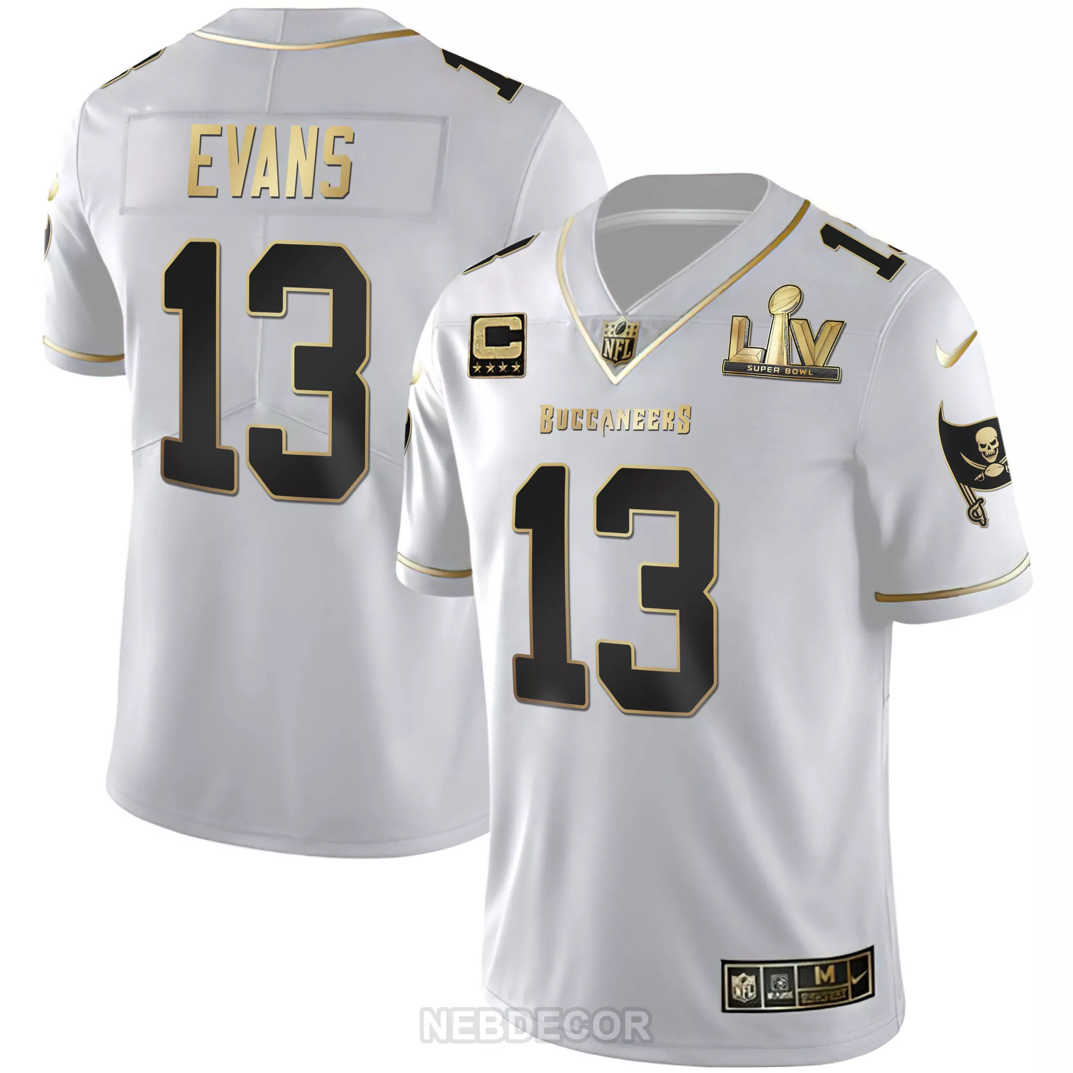 mike evans 13 tampa bay buccaneers 2021 men s all stitched vapor jersey white super bowl edition
