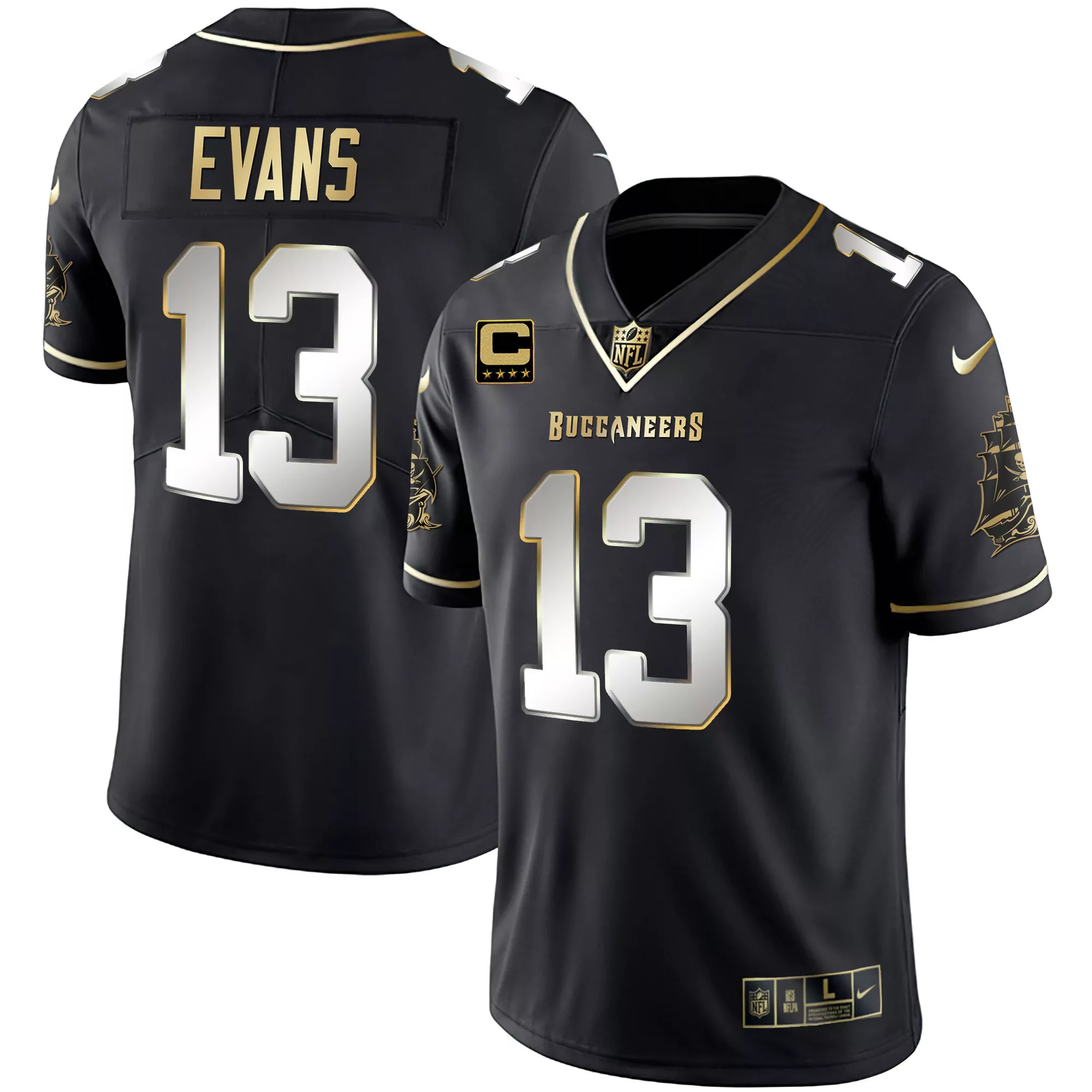 mike evans 13 tampa bay buccaneers 2023 men s all stitched vapor jersey black edition 1