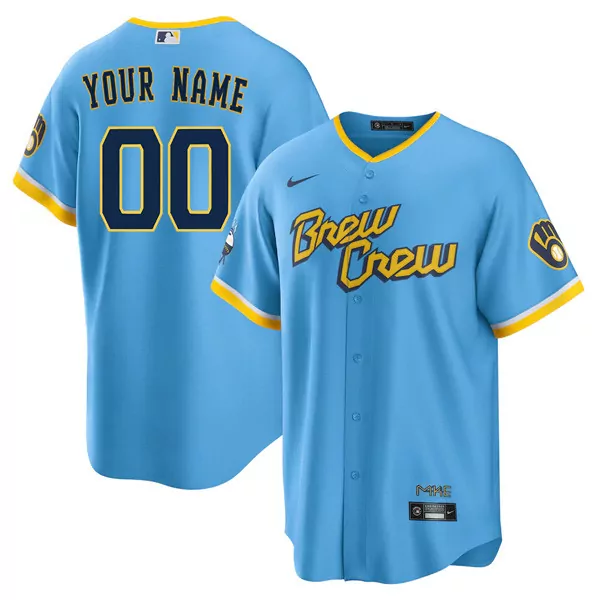 milwaukee brewers custom 00 2023 men s all stitched vapor jersey light blue 1
