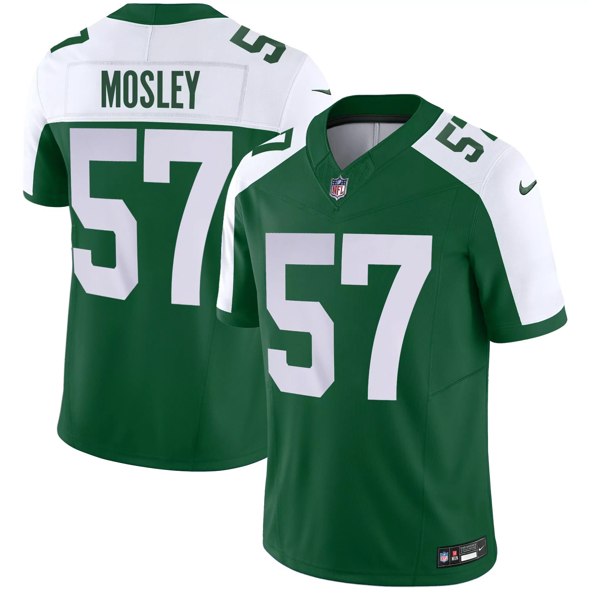 mosley 57 new york jets 2023 men s all stitched vapor jersey green 3