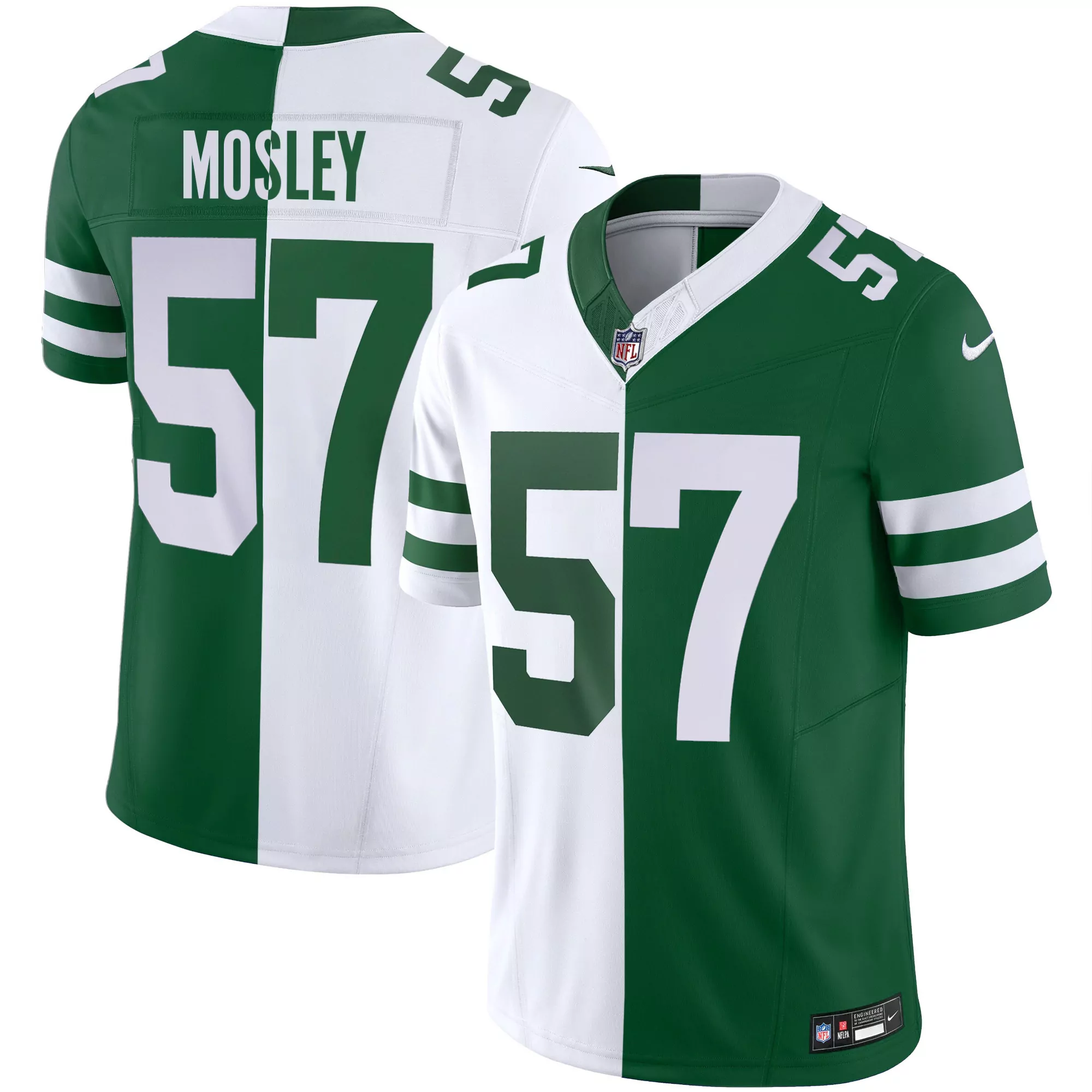 mosley 57 new york jets 2023 men s all stitched vapor jersey green white 2