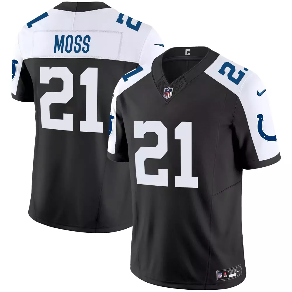 moss 21 indianapolis colts 2023 men s all stitched vapor jersey black edition