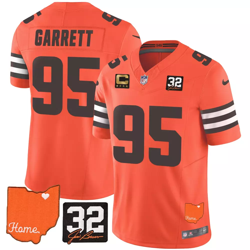 Myles Garrett 95 Cleveland Browns 2022 White Home Jersey | All Stitched Vapor Style | For Men, Women & Youth