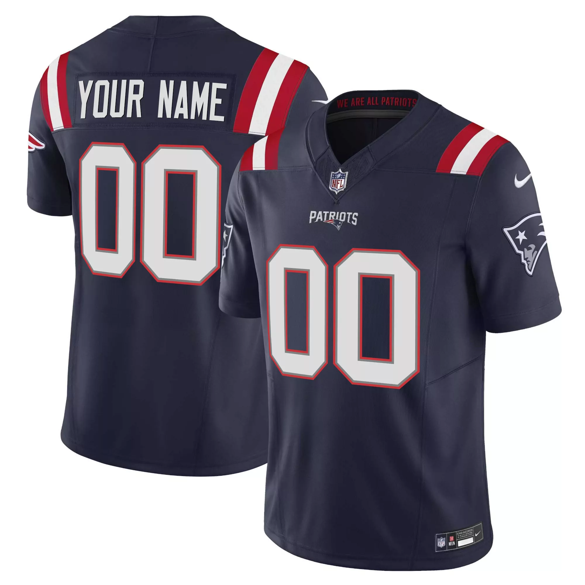 new england patriots custom 00 navy all stitched vapor jersey 2023 men s