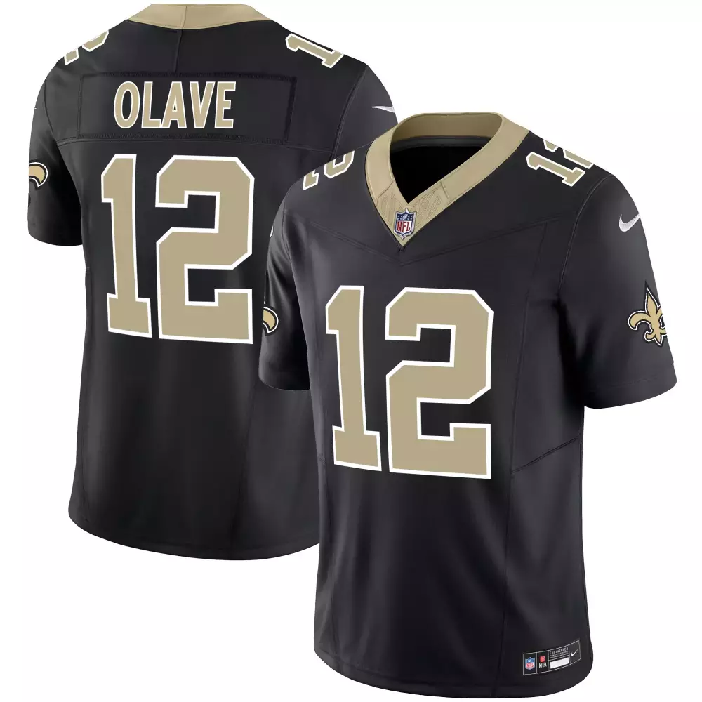 Olave 12 New Orleans Saints 2023 Black Stitched Vapor Jersey | Stylish Fan Gear | Perfect for Game Day | For Men, Women & Youth