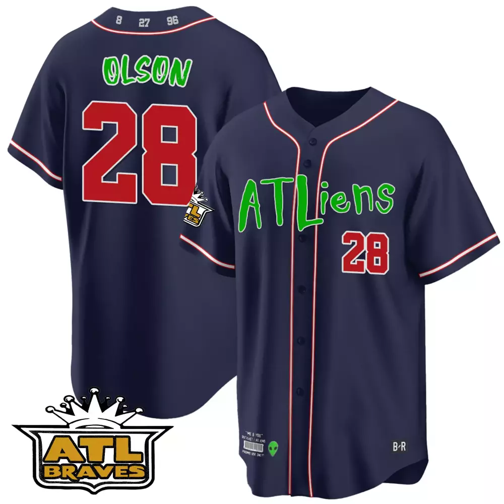 olson 28 atl braves 2023 men s all stitched vapor jersey atlliens edition