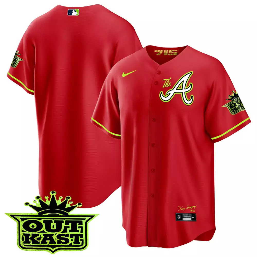 outkast 715 atlanta braves 2023 men s all stitched vapor jersey red 2