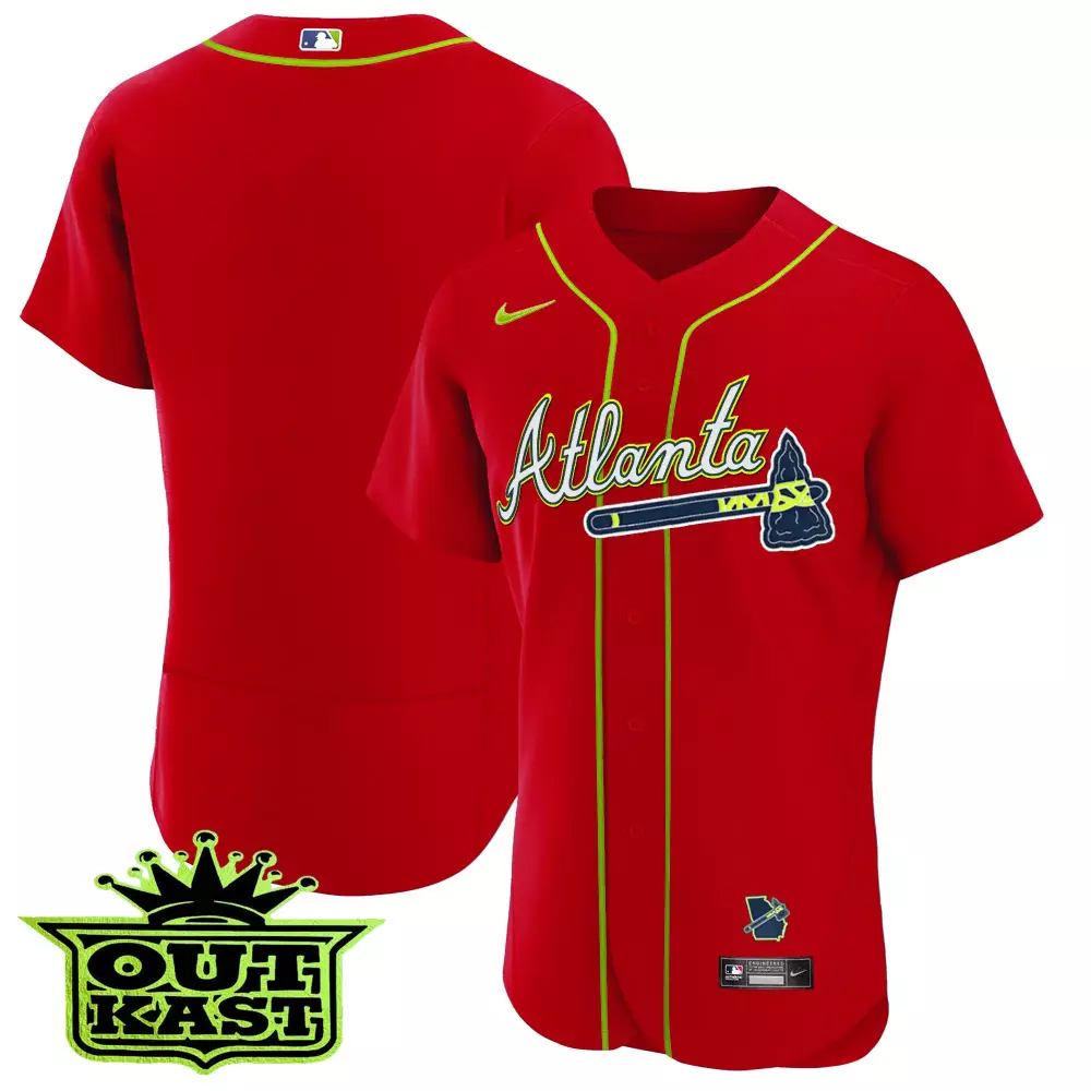 Atlanta Braves 2023 Men's Outkast XX Red Vapor Jersey | All Stitched with Patch | Limited Edition | For Men, Women & Youth