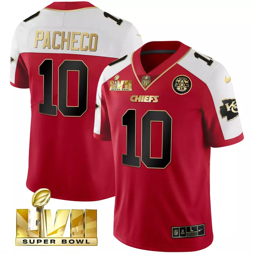 Pacheco 10 Chiefs 2023 Stitched Vapor Jersey | White Super Bowl Edition | Game Day Outfit for Fans | For Men, Women & Youth