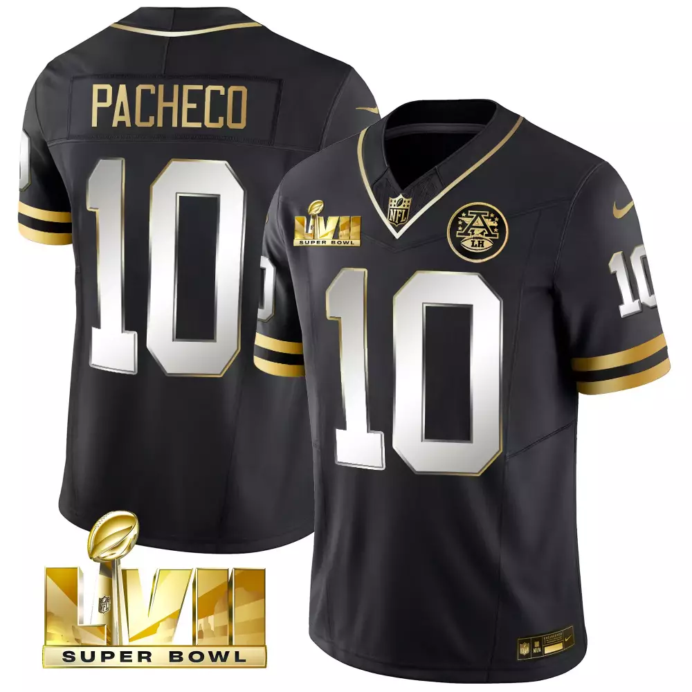 Pacheco 10 New Orleans Saints 2023 Super Bowl Edition Jersey | All Stitched Vapor Black | Limited Edition Fan Gear | For Men, Women & Youth
