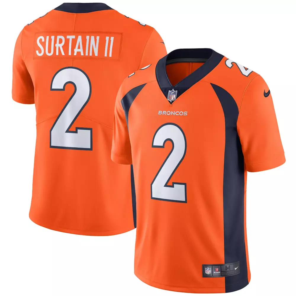 Patrick Surtain II Black Gold Men's Denver Broncos Vapor Jersey | Limited Edition Stitched Fan Gear | For Men, Women & Youth