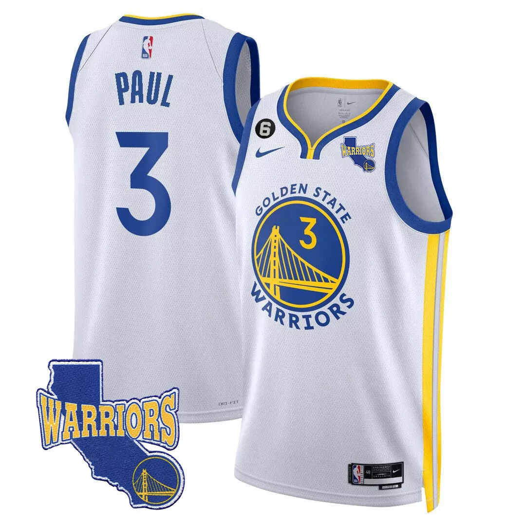 paul 3 golden state warriors 2023 men s all stitched vapor jersey white edition