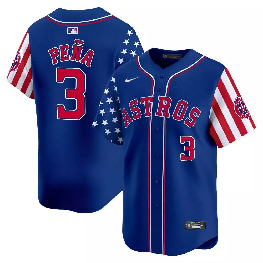 Pea 3 Houston Astros 2023 Stitched Vapor Jersey | Blue USA Flag Design | Replica Fan Gear | For Men, Women & Youth