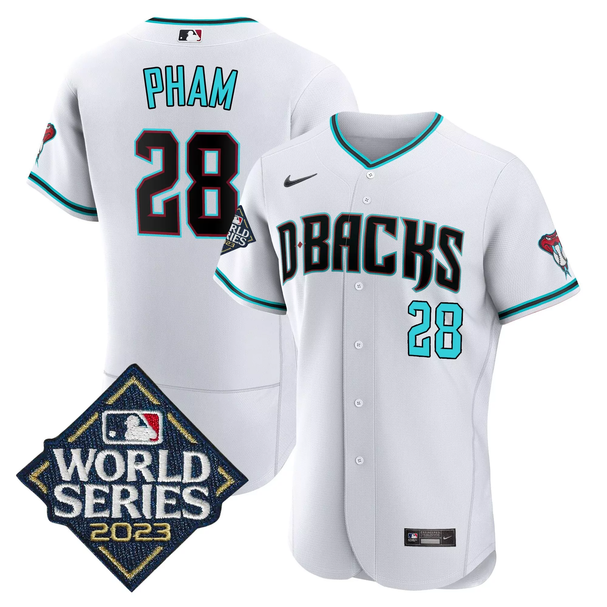 pham 28 arizona diamondbacks 2023 men s all stitched vapor jersey world series edition white 5