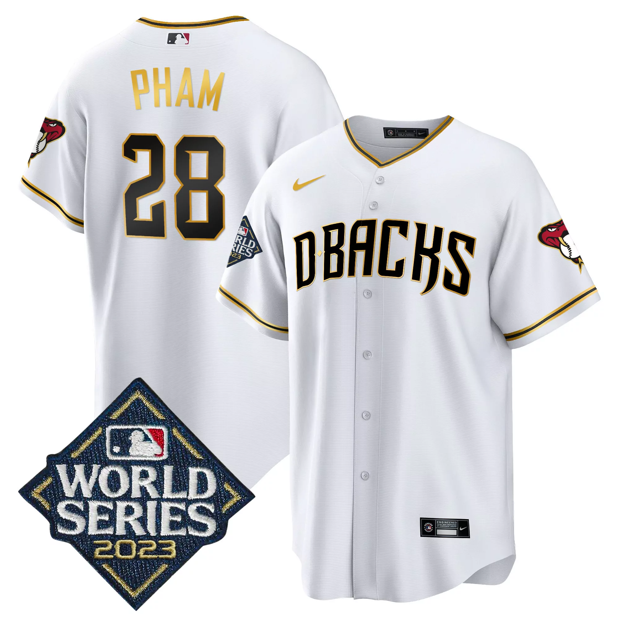 pham 28 arizona diamondbacks 2023 men s all stitched vapor jersey world series edition white