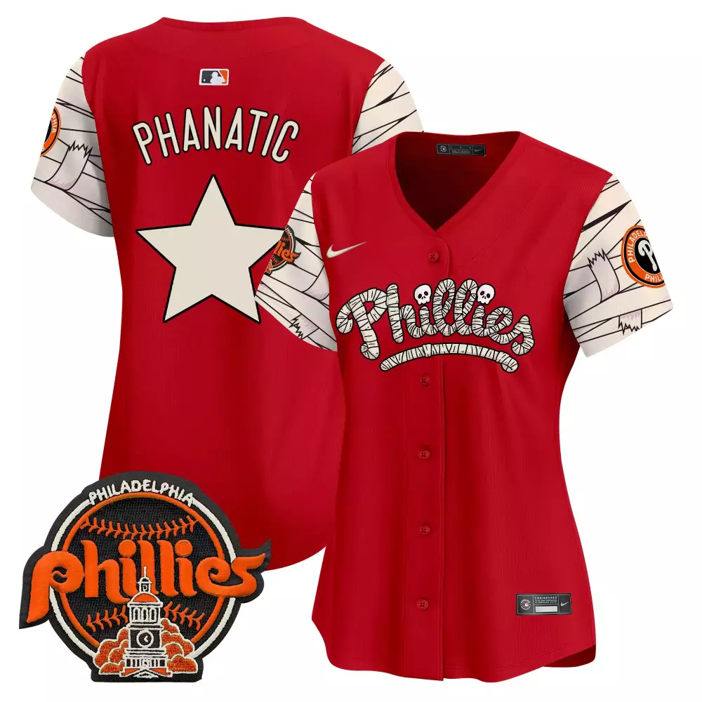 Philadelphia Phillies Women's Mascot Jersey 2023 | All Stitched Vapor | White with Red Stripes for Men, Women & Youth