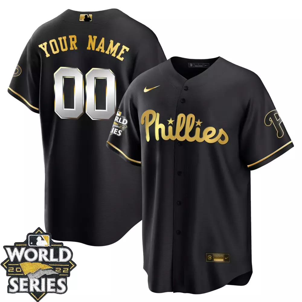 phillies 2022 world series all stitched vapor jersey black custom 00 men s