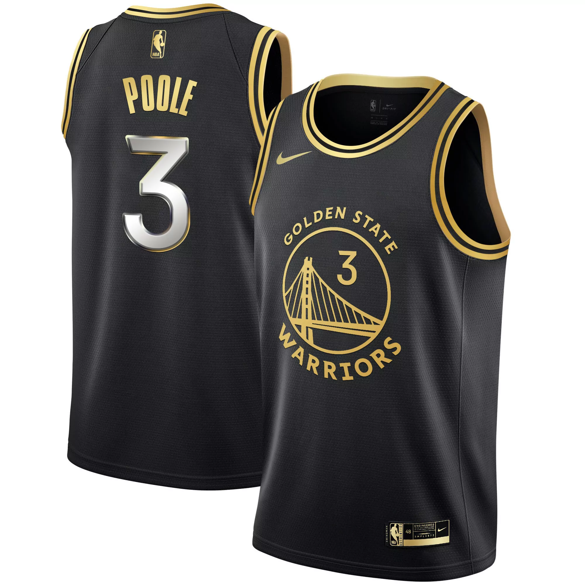poole 3 golden state warriors 2023 men s all stitched vapor jersey black edition