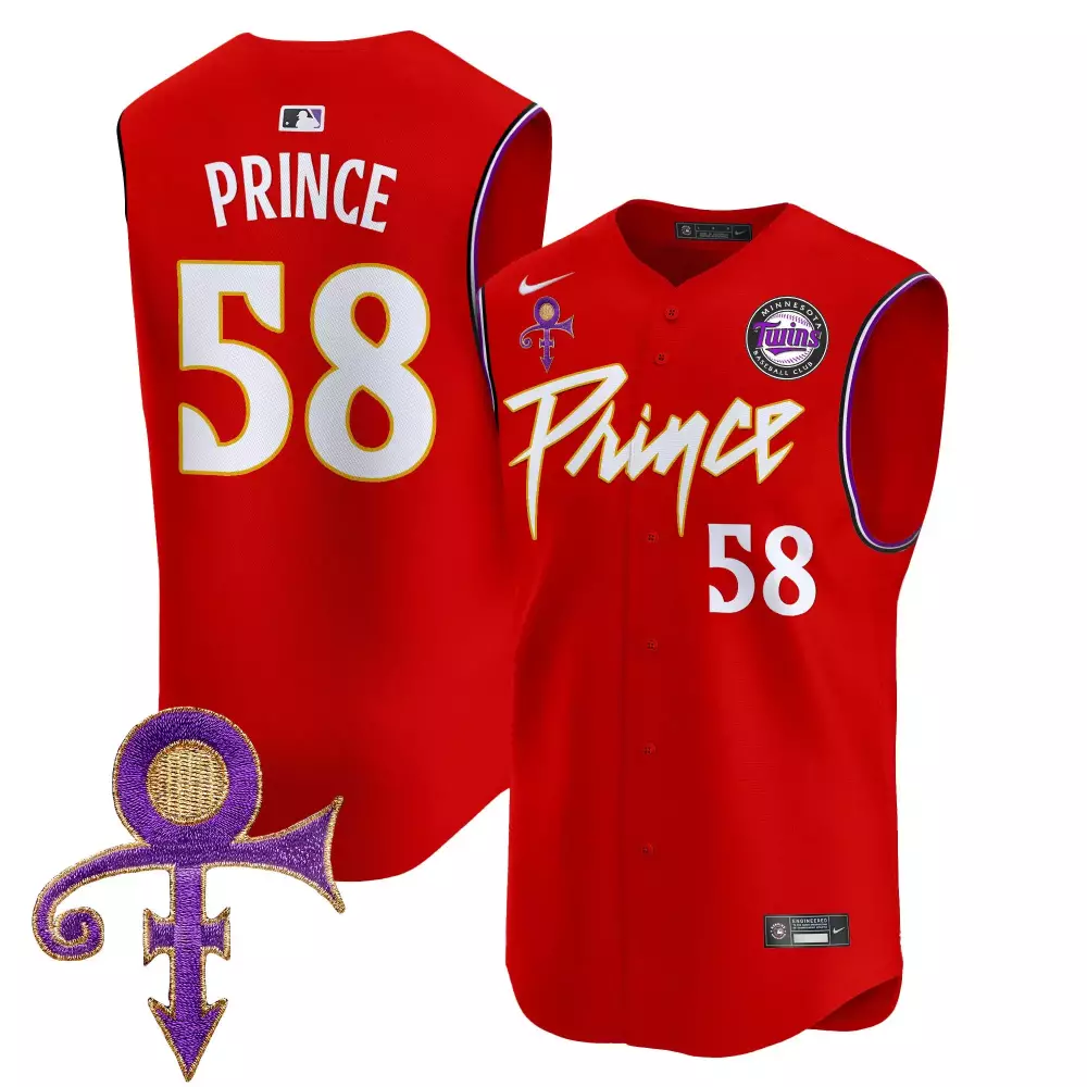 Prince 58 Minnesota Twins 2023 Men's Stitched Vapor Jersey | Red with Patch | Game Day Outfit | For Men, Women & Youth