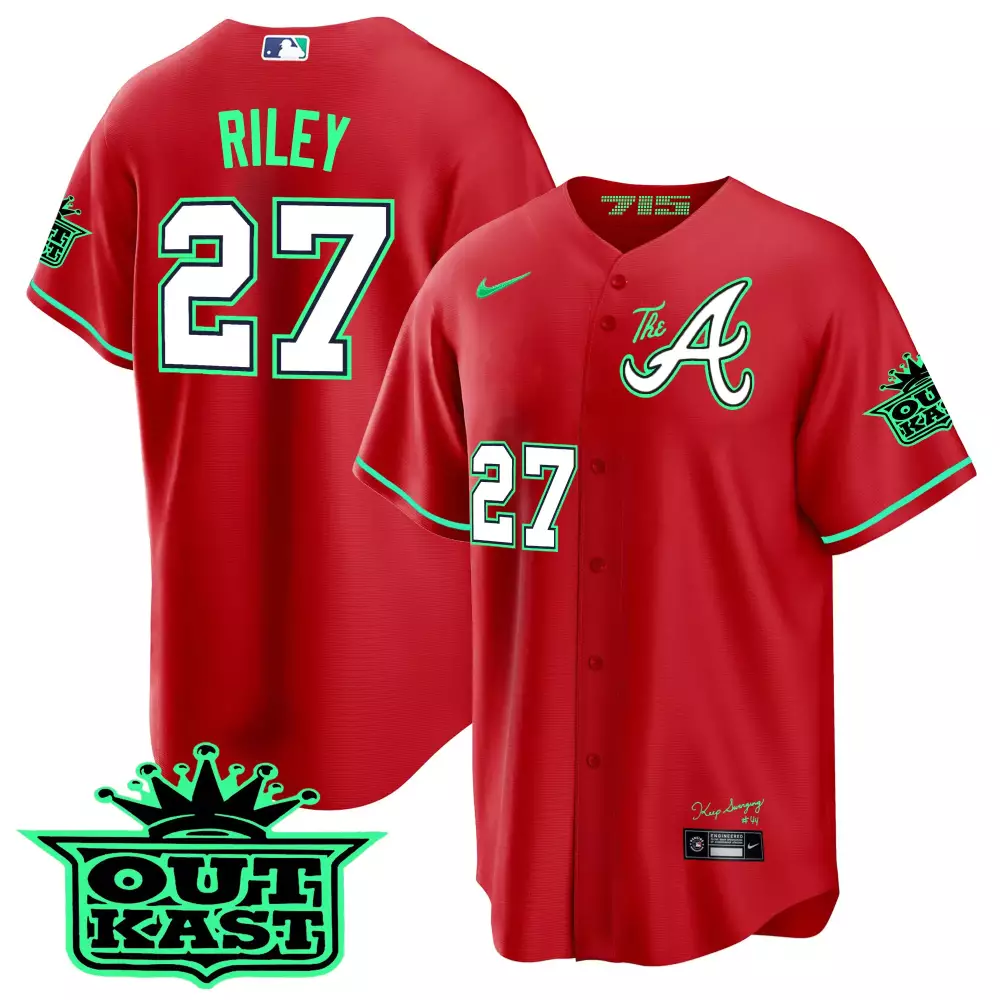 riley 27 atlanta braves 2023 men s all stitched vapor jersey red outkast edition