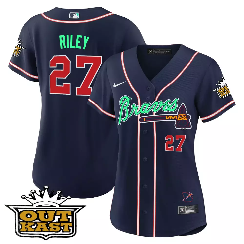 Riley 27 Atlanta Braves 2023 Women's Stitched Vapor Jersey | Navy Green Red | For Game Day | For Men, Women & Youth
