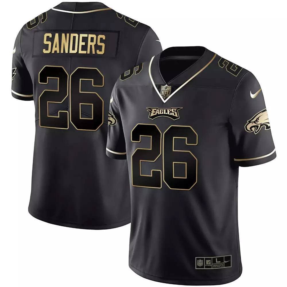 Sanders 26 Philadelphia Eagles 2023 Black Vapor Jersey | All Stitched | Men's Fan Gear | For Men, Women & Youth