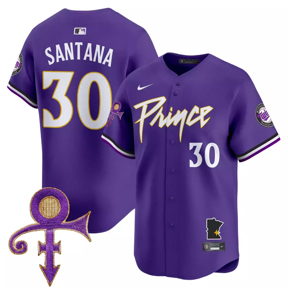 santana 30 minnesota 2023 men s all stitched vapor jersey purple prince patch