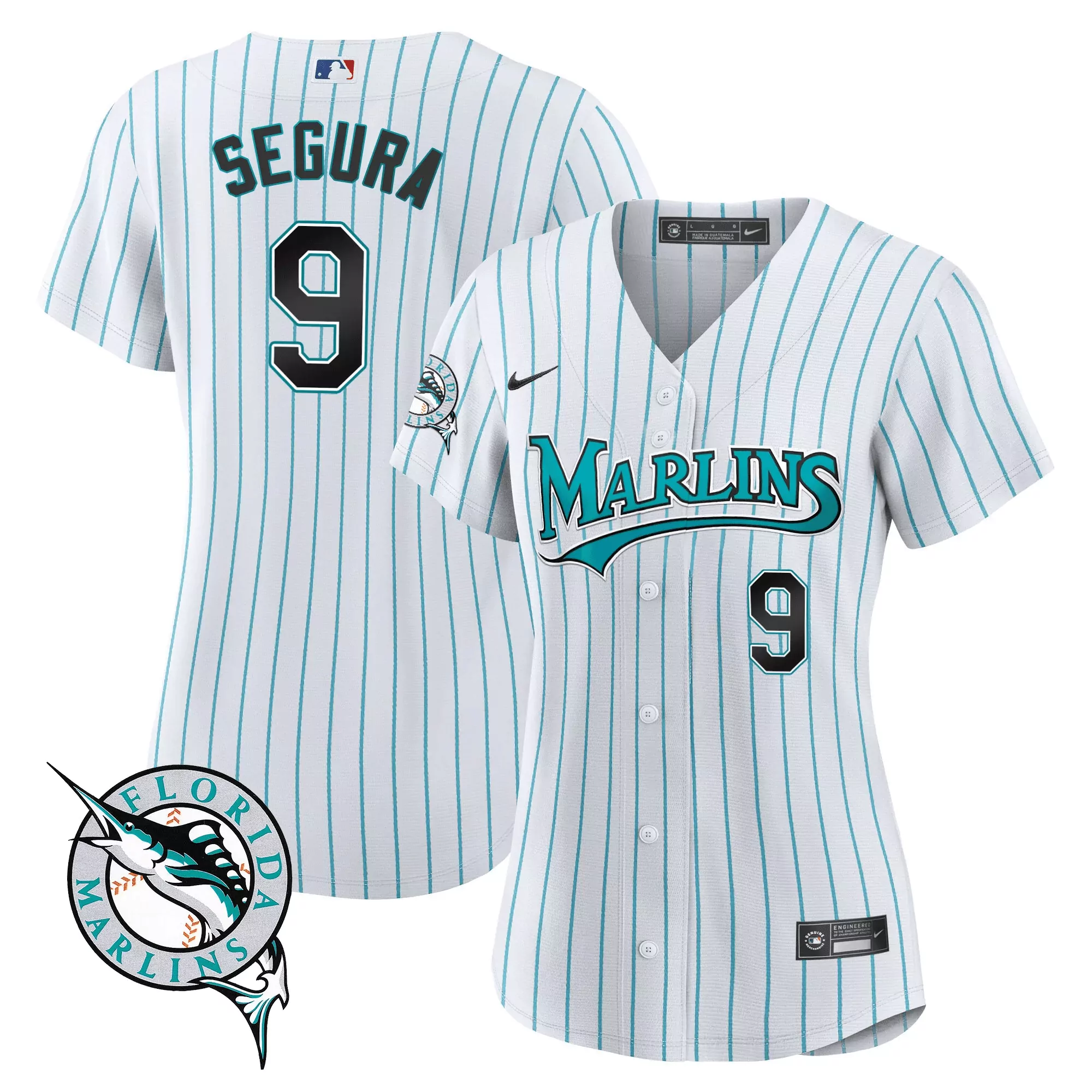 segura 9 florida marlins 2023 women s all stitched vapor jersey white teal 2