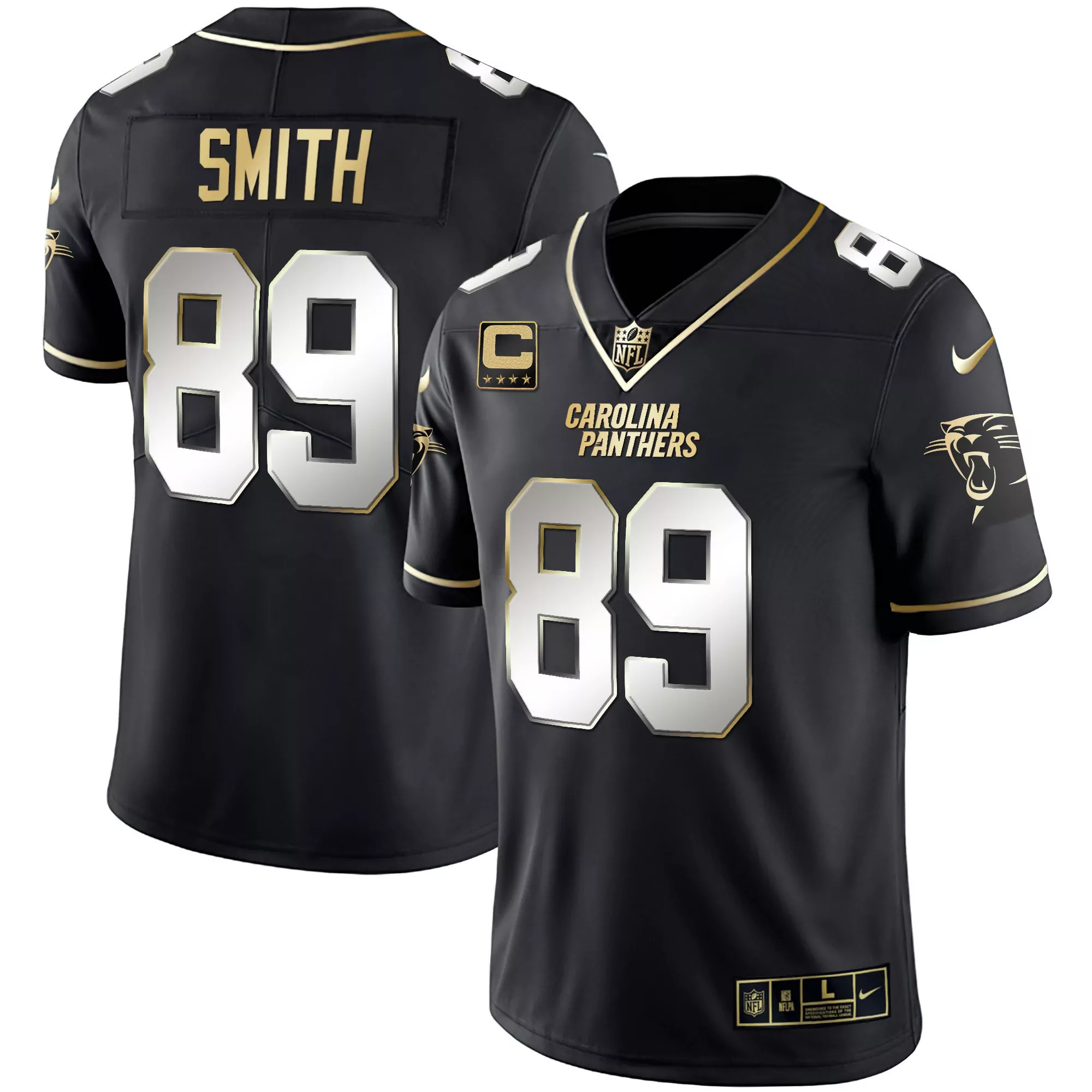 smith 89 carolina panthers 2023 men s all stitched vapor jersey black edition 1