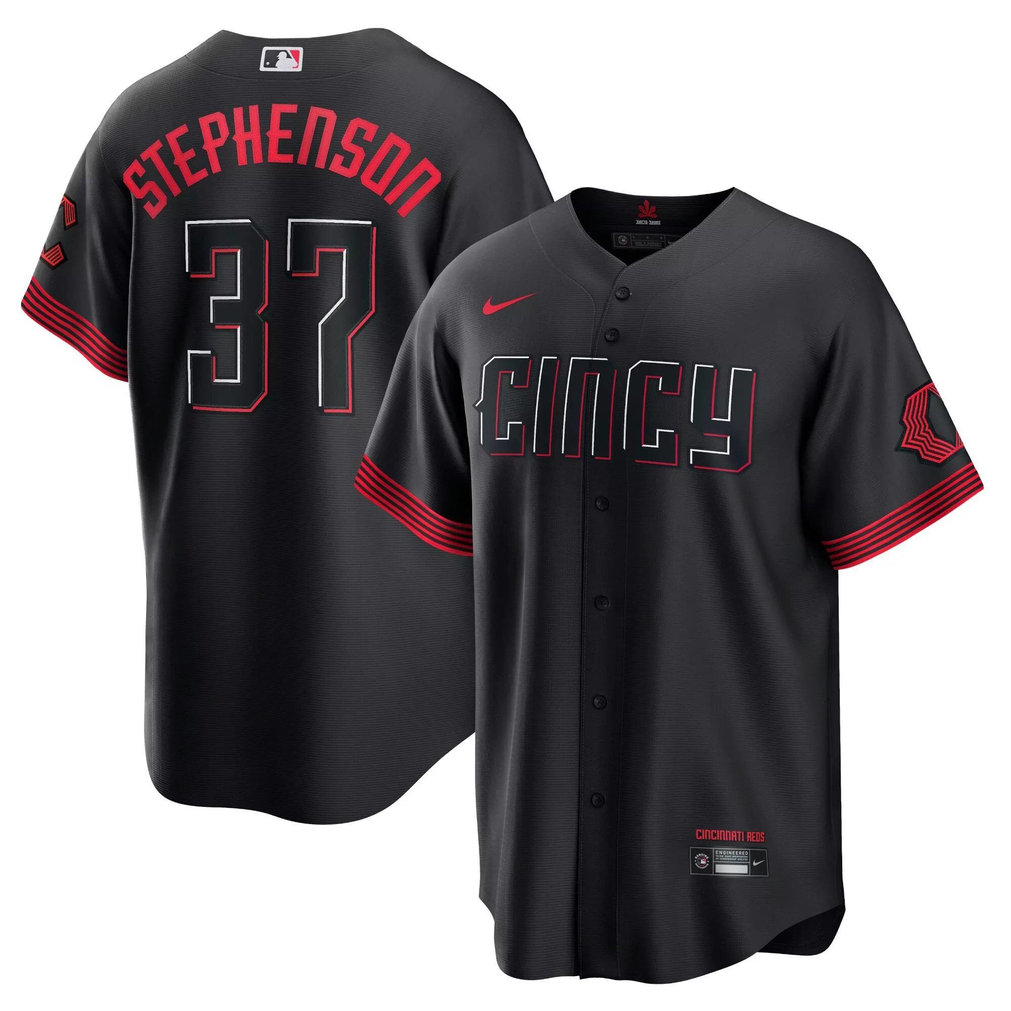 stephenson 37 cincinnati reds 2023 men s all stitched vapor jersey black edition
