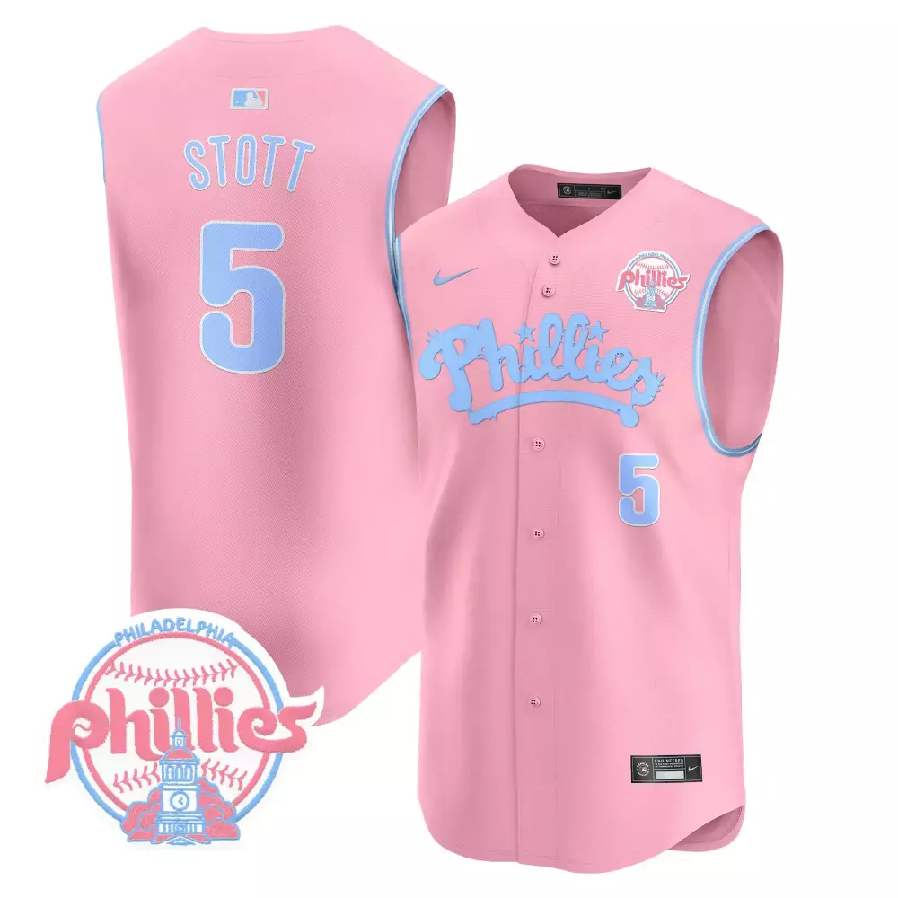 Stott 5 Philadelphia Phillies 2023 Vapor Jersey | Pink Edition Stitched Fan Gear | For Men, Women & Youth