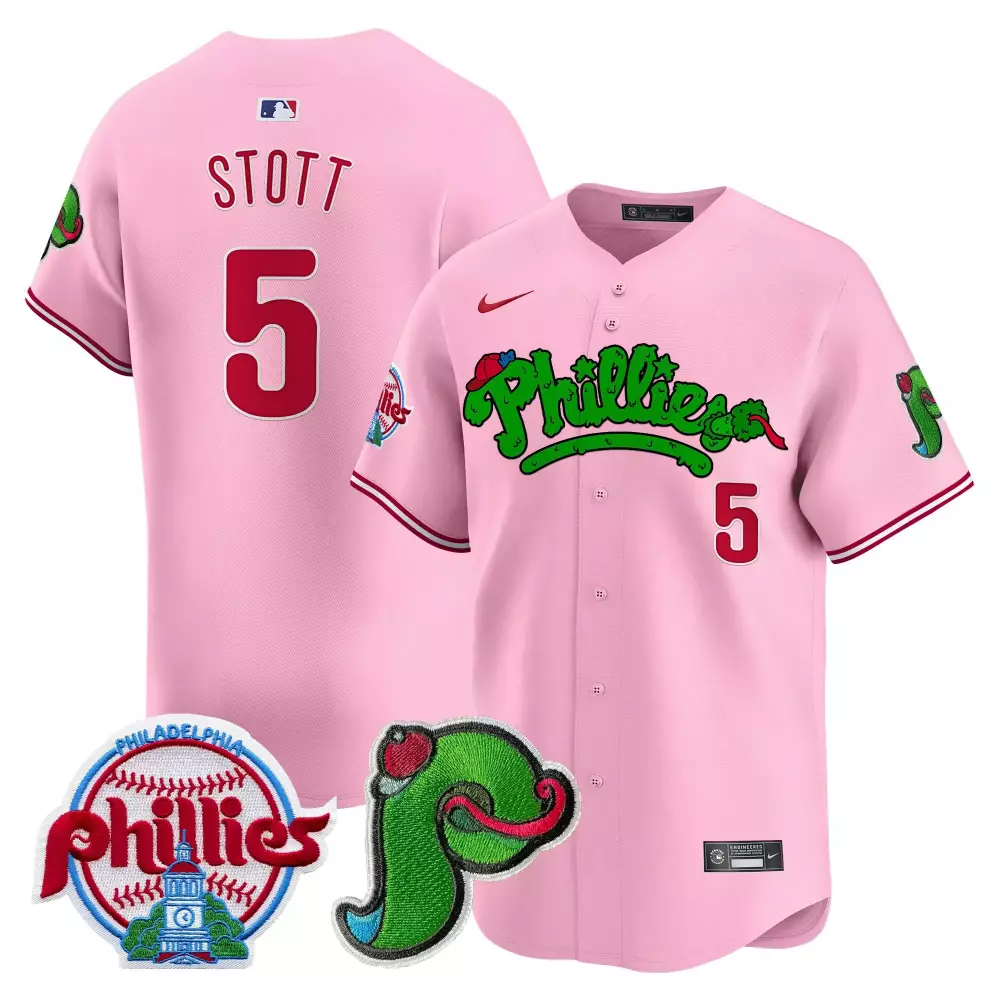 Stott 5 Philadelphia Phillies 2023 Vapor Jersey | Neon Green Patch Stitched Fan Gear | For Men, Women & Youth