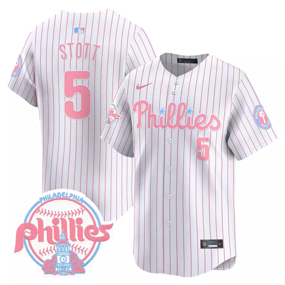 Stott 5 Philadelphia Phillies 2023 Vapor Jersey | Pink Edition Stitched Fan Gear | For Men, Women & Youth