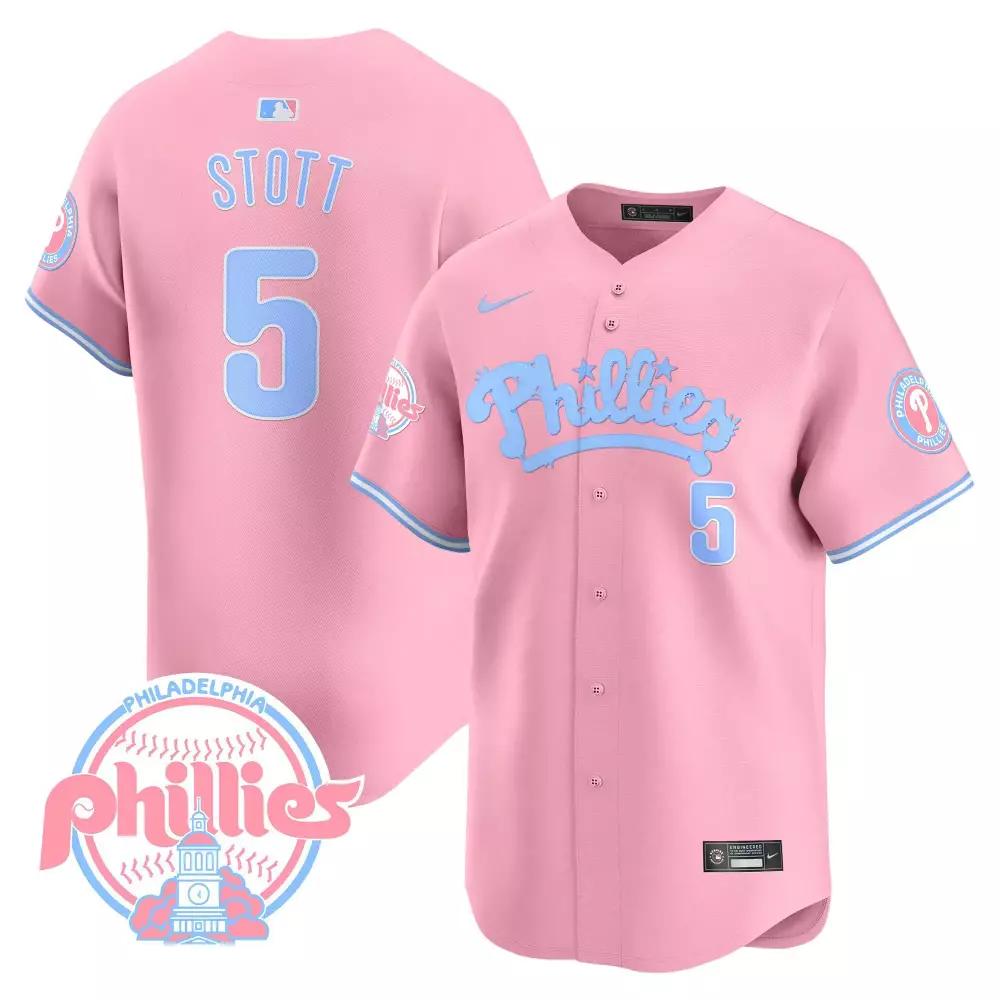 Stott 5 Philadelphia Phillies 2023 Vapor Jersey | Pink Edition Stitched Fan Gear | For Men, Women & Youth