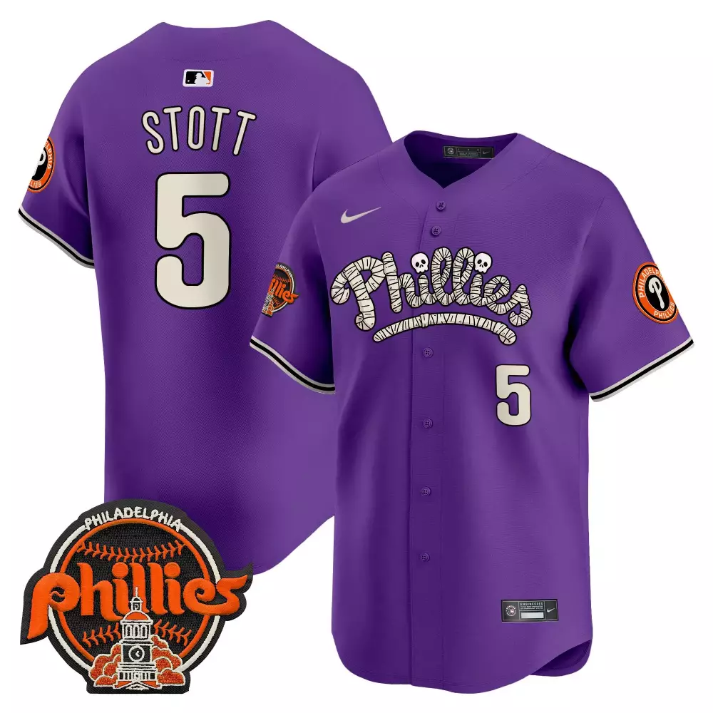 Stott 5 Philadelphia Phillies 2023 Vapor Jersey | Purple Edition Stitched Fan Gear | For Men, Women & Youth