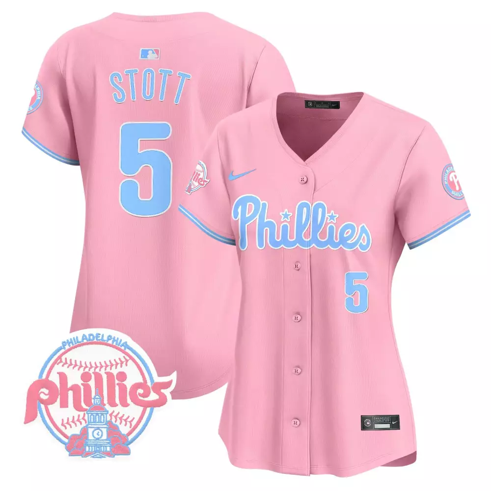 Stott 5 Philadelphia Phillies 2023 Women's Stitched Vapor Jersey | Pink Edition | Limited Fan Gear | For Men, Women & Youth