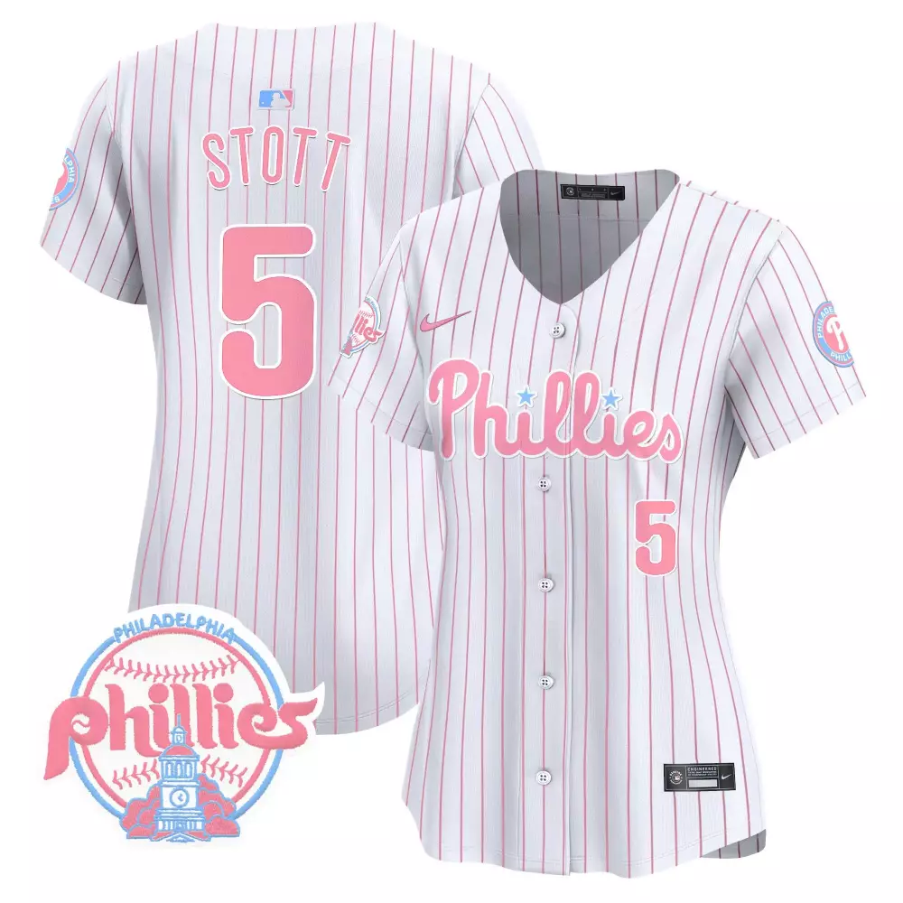 Stott 5 Philadelphia Phillies 2023 Women's Stitched Vapor Jersey | Pink Edition | Limited Fan Gear | For Men, Women & Youth