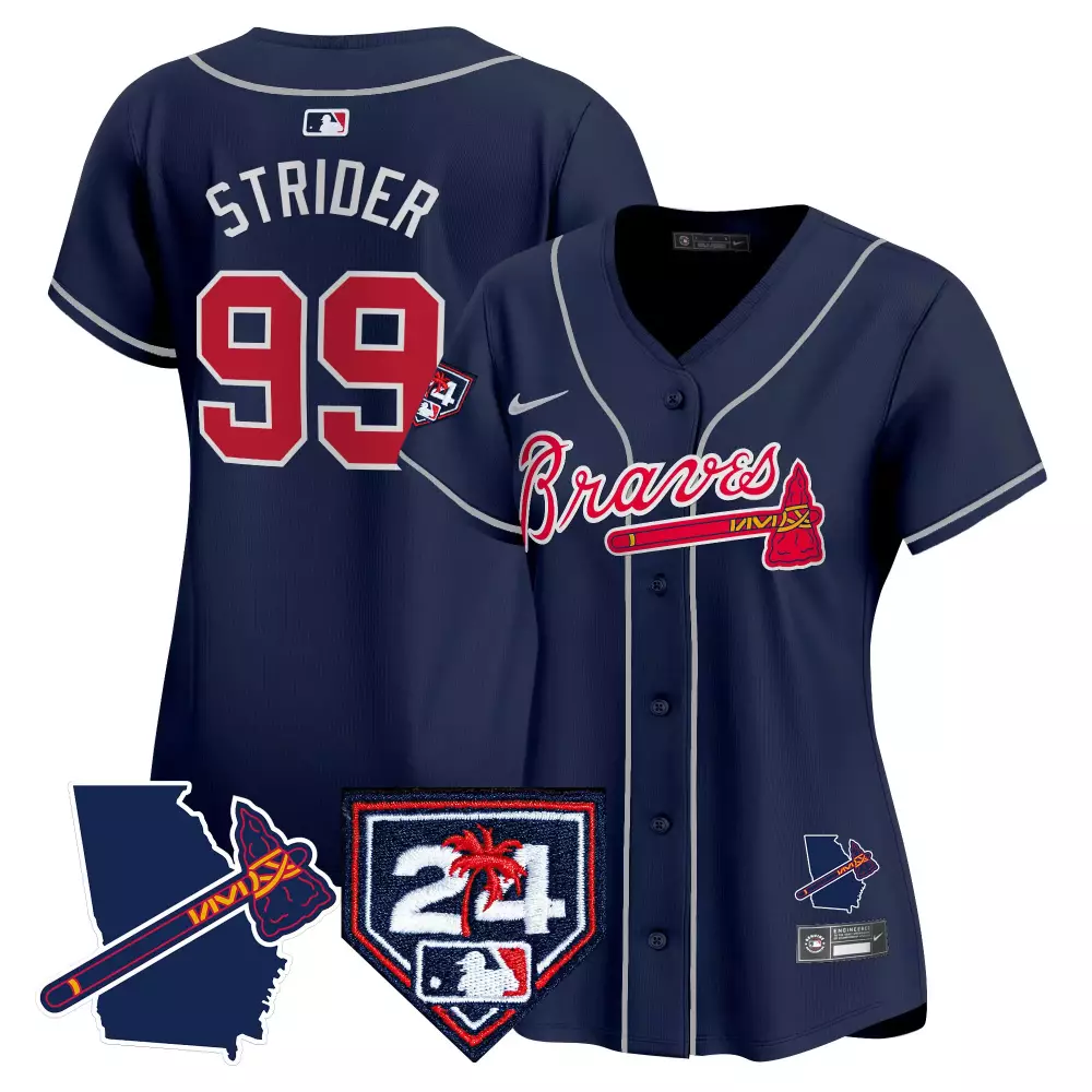 Strider 99 Atlanta Braves 2023 Women's Stitched Vapor Jersey | Bold Orange Design | Game Day Outfit | For Women & Youth