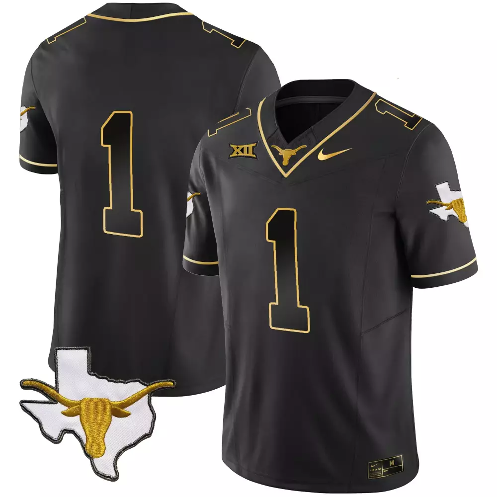 Texas Longhorns #1 Men's Black Vapor Jersey | All Stitched 2023 Edition | For Men, Women & Youth