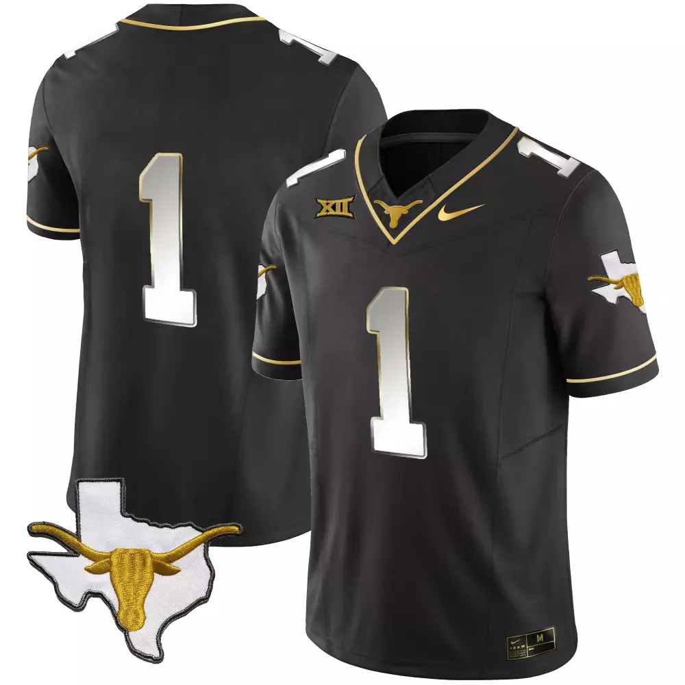 Texas Longhorns #1 Men's Black Vapor Jersey | All Stitched 2023 Edition | For Men, Women & Youth