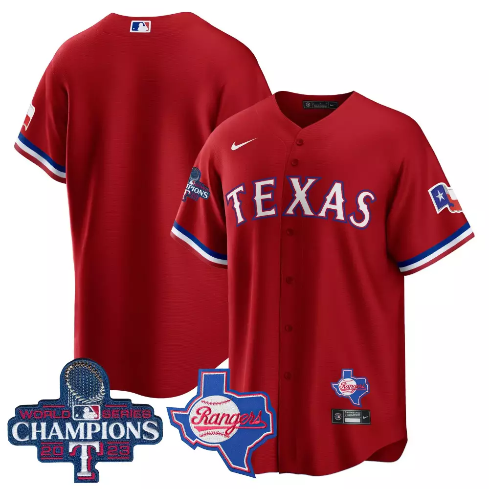 Texas Rangers 2023 World Series Champions All Stitched Vapor Jersey | Red | Fan Gear for Men, Women & Youth
