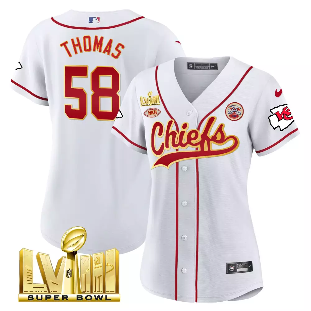 Thomas 58 Kansas City Chiefs 2023 Women's Stitched Vapor Jersey | LVII Patch | Replica Fan Gear | For Men, Women & Youth