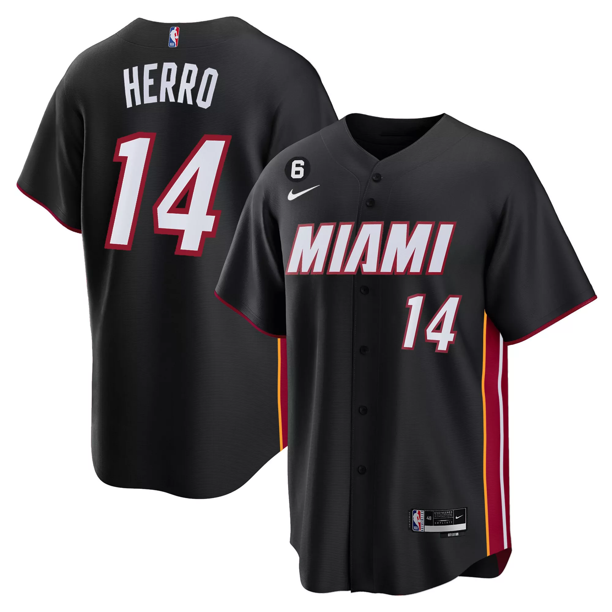 tyler herro 14 men s miami heat 2023 finals patch collection jersey all stitched yellow