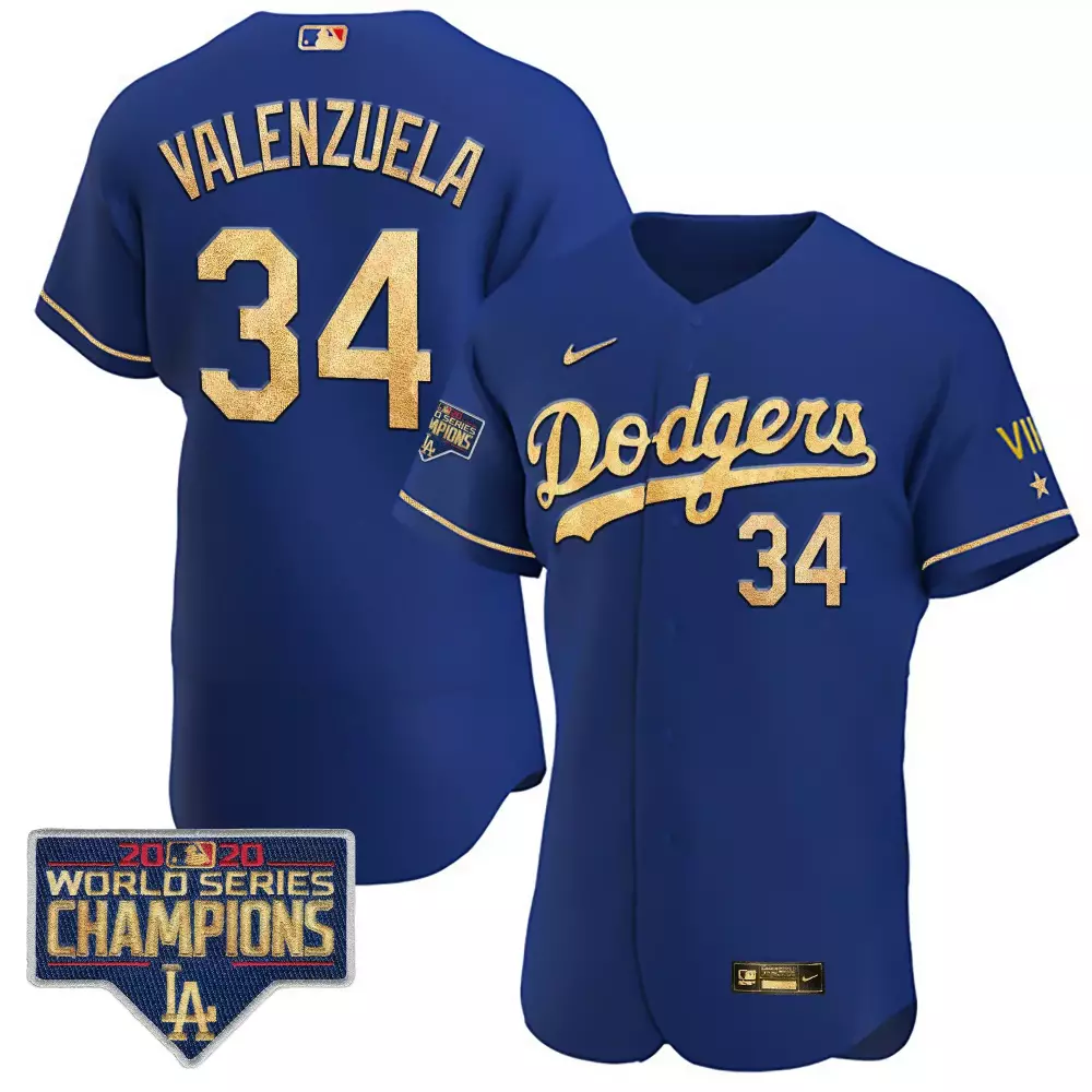 valenzuela 34 dodgers 2020 men s all stitched vapor jersey blue world series champions edition 1