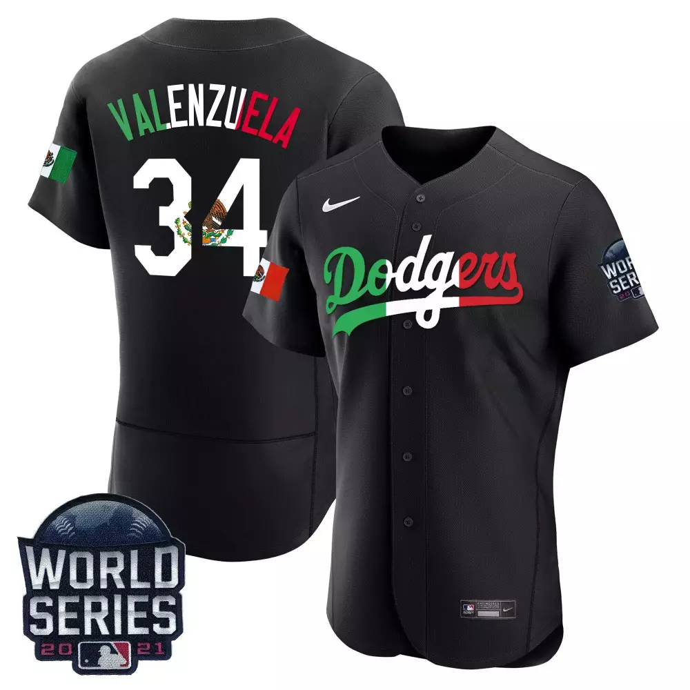 valenzuela 34 dodgers 2021 men s all stitched vapor jersey black world series edition 5